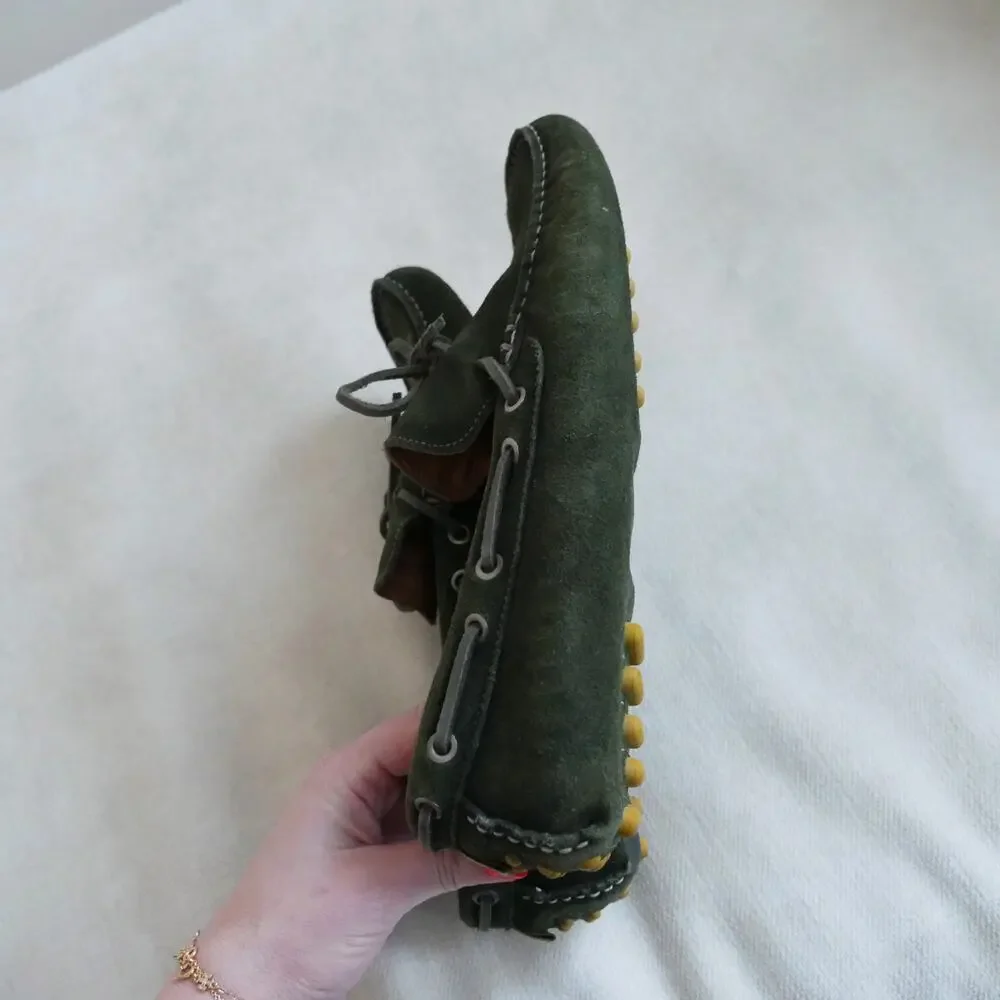 65 Johnnie-O Men’s Get-away driver  olive green suede driving moccasin slip-on - Picture 7 of 9